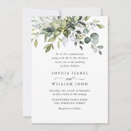 Invitación Elegante acuarela Eucalyptus Foto Boda QR