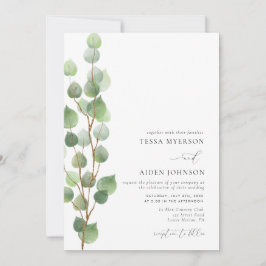 Invitación Elegante acuarela Eucalyptus Greenery Boda