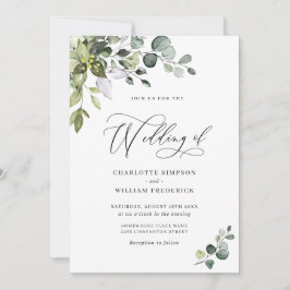 Invitación Elegante acuarela Eucalyptus Greenery Boda
