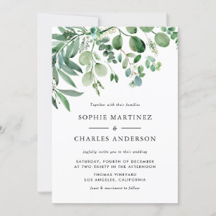 Invitación Elegante acuarela Eucalyptus Greenery Boda