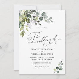 Invitación Elegante acuarela Eucalyptus Greenery Boda