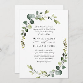 Invitación Elegante acuarela Eucalyptus Greenery Boda