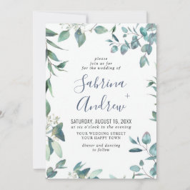 Invitación Elegante acuarela Eucalyptus Greenery Boda