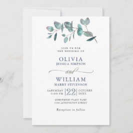 Invitación Elegante acuarela Eucalyptus Greenery Boda