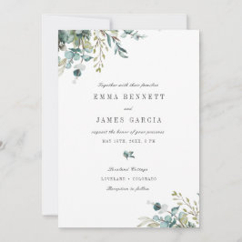 Invitación Elegante acuarela Eucalyptus Greenery Boda
