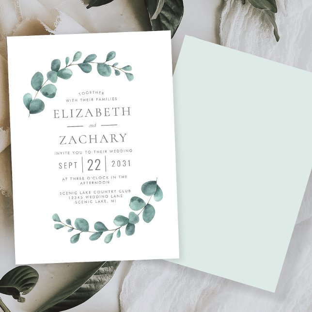Invitación Elegante acuarela Eucalyptus Greenery Boda (Subido por el creador)