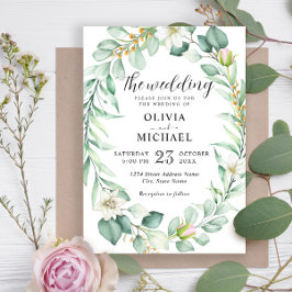 Invitación Elegante acuarela Eucalyptus Greenery Boda