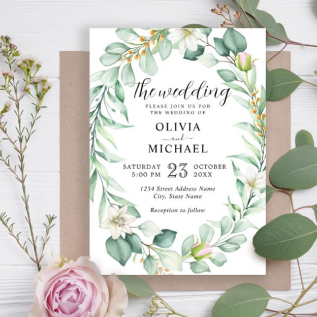 Invitación Elegante acuarela Eucalyptus Greenery Boda (Subido por el creador)