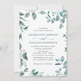 Invitación Elegante acuarela Eucalyptus Greenery Boda