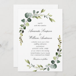 Invitación Elegante acuarela Eucalyptus Greenery Boda