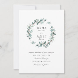 Invitación Elegante acuarela Eucalyptus Wreath Boda