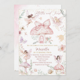 Invitación Elegante acuarela Fairy cumple dos años