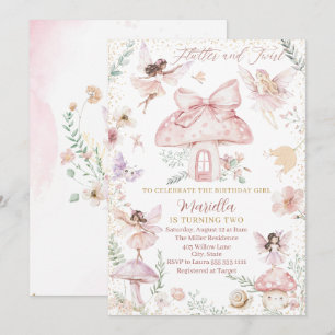 Invitación Elegante acuarela Fairy cumple dos años
