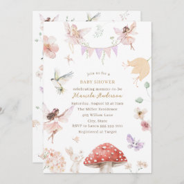 Invitación Elegante acuarela Fairy Wildflower Garden Baby