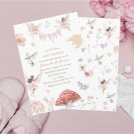 Invitación Elegante acuarela Fairy Wildflower Garden Baby
