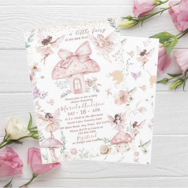 Invitación Elegante acuarela Fairy Wildflower Garden Baby S (Subido por el creador)