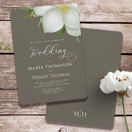 Invitación Elegante acuarela Flor de Magnolia blanca floral