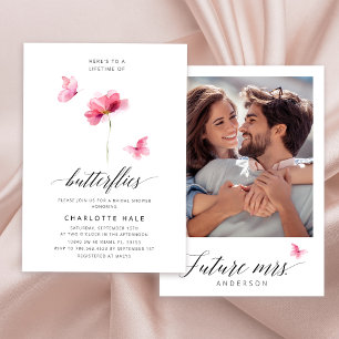 Invitación Elegante acuarela Flor rosa Ducha de novia