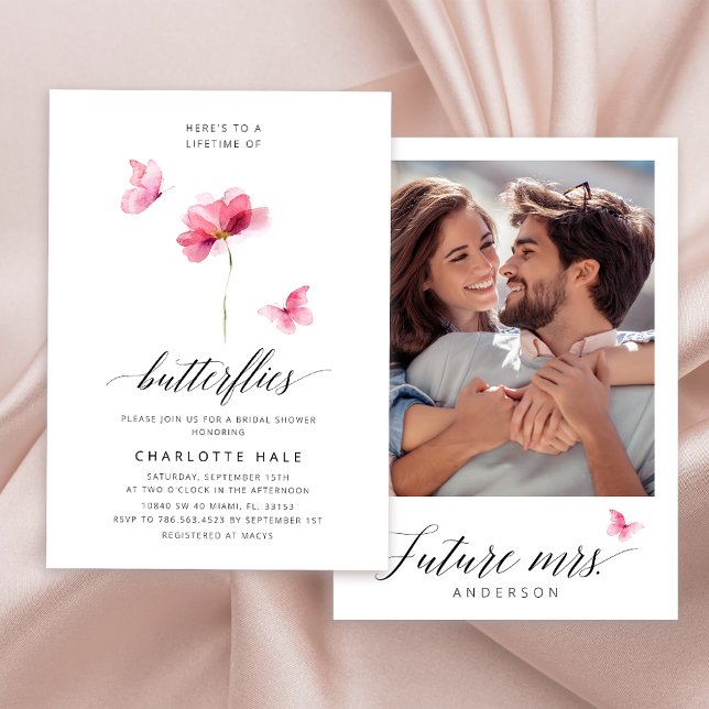 Invitación Elegante acuarela Flor rosa Ducha de novia (Subido por el creador)