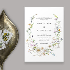 Invitación Elegante acuarela Flor salvaje Boda blanco