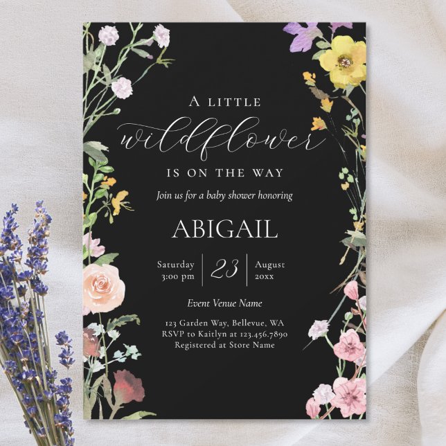 Invitación Elegante acuarela Flor silvestre Baby Shower (Subido por el creador)