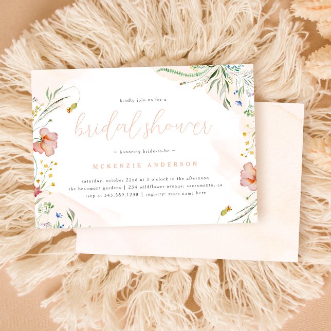 Invitación Elegante acuarela Flor silvestre ducha de novia (Subido por el creador)