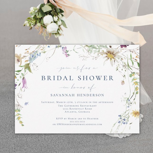 Invitación Elegante acuarela Flor silvestre ducha de novia (Subido por el creador)