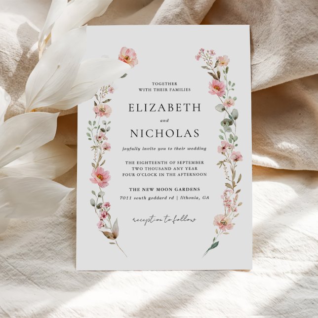 Invitación Elegante acuarela Flora silvestre Boda Jardín (Subido por el creador)