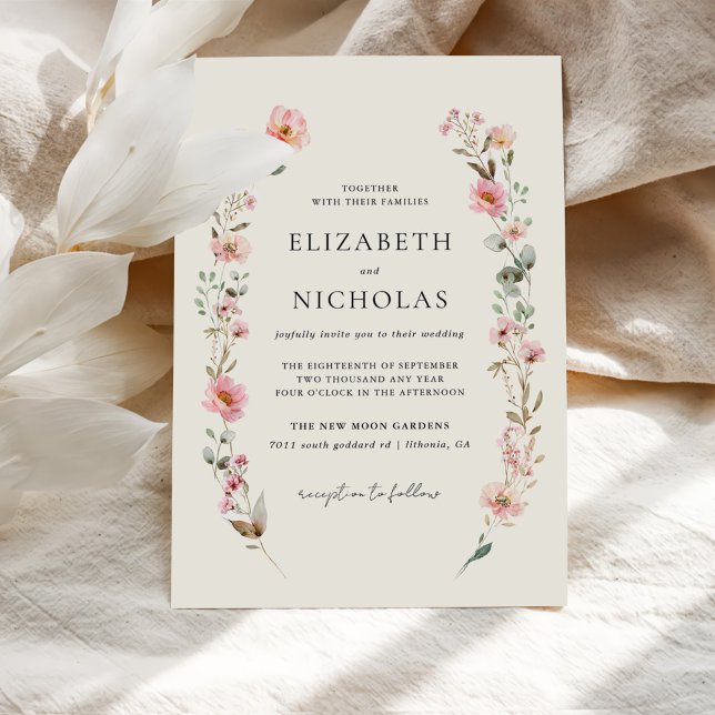 Invitación Elegante acuarela Flora silvestre Boda Jardín (Subido por el creador)
