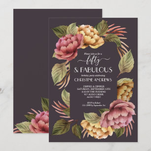 Invitación Elegante acuarela Floral 50 cumpleaños