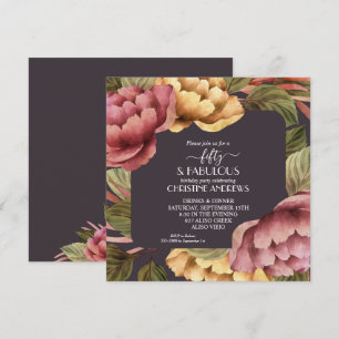 Invitación Elegante acuarela Floral 50 cumpleaños