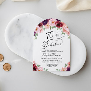 Invitación Elegante acuarela floral 70º arco de fiesta de cum