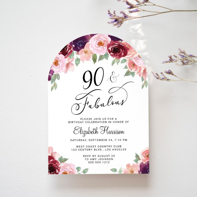 Invitación Elegante acuarela floral 90º arco de fiesta de cum (Subido por el creador)