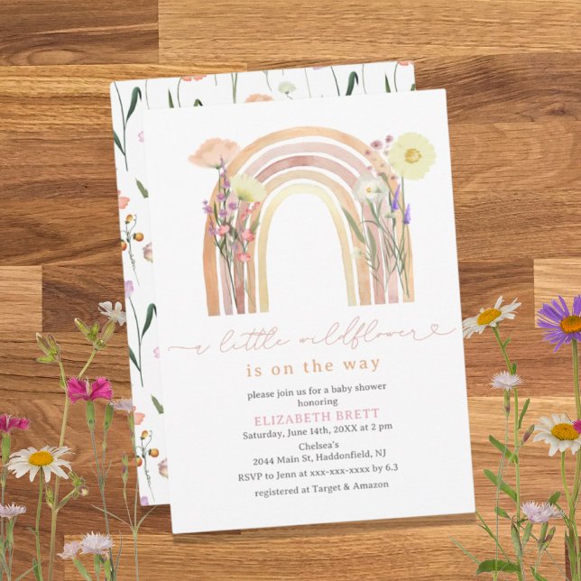 Invitación Elegante acuarela Floral Arcoiris Baby Shower Invi (Subido por el creador)