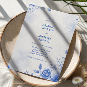 Invitación Elegante Acuarela Floral Azul