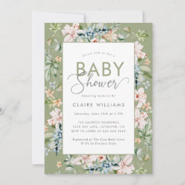 Invitación Elegante acuarela Floral Baby Shower