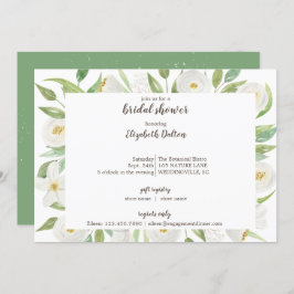 Invitación Elegante acuarela Floral blanca ducha de novia