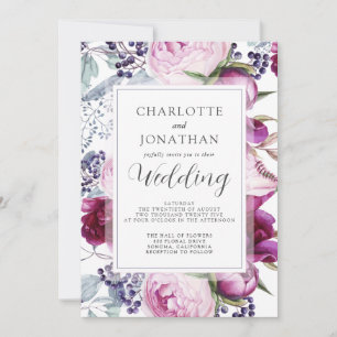Invitación Elegante acuarela Floral Boda botánico