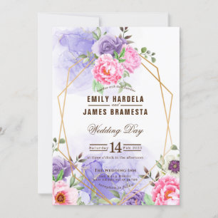 Invitación Elegante acuarela floral Boda enmarcado