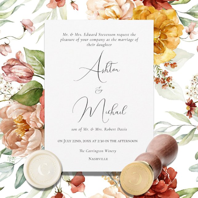 Invitación Elegante acuarela floral Boda moderno (Subido por el creador)