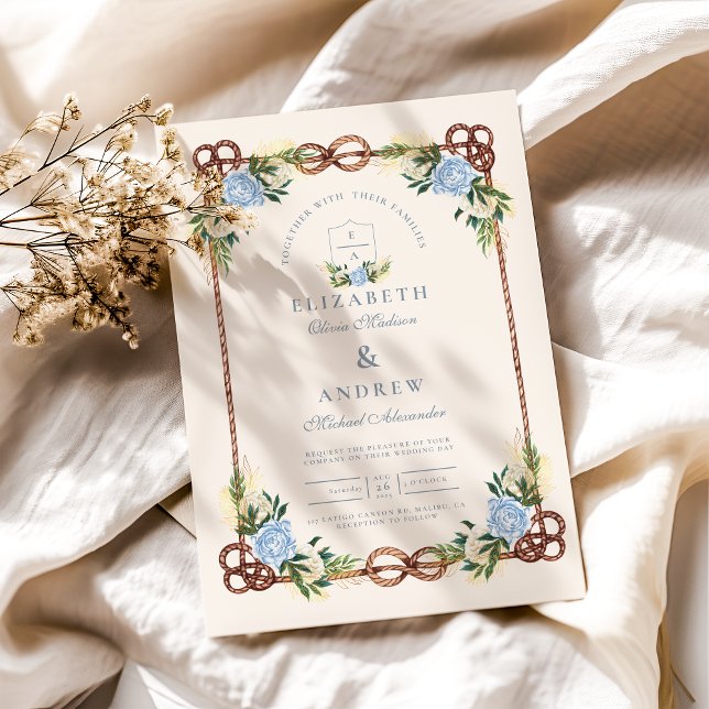 Invitación Elegante acuarela Floral Boda Náutico (Subido por el creador)