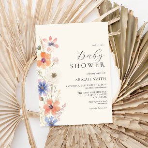Invitación Elegante acuarela Floral Boho Baby Shower