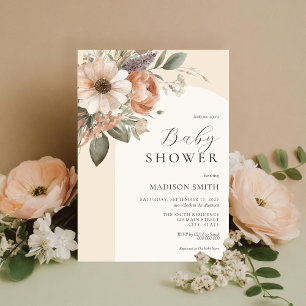 Invitación Elegante acuarela Floral Boho Baby Shower