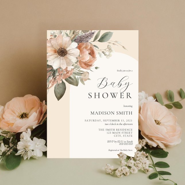 Invitación Elegante acuarela Floral Boho Baby Shower (Subido por el creador)