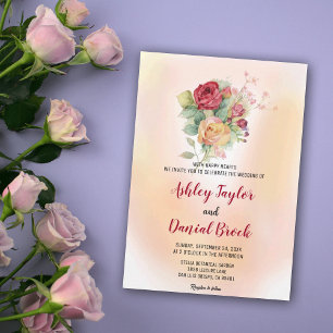 Invitación Elegante acuarela Floral Bouquet Boda Rubor