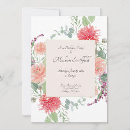 Invitación Elegante acuarela Floral Bouquet Cumpleaños
