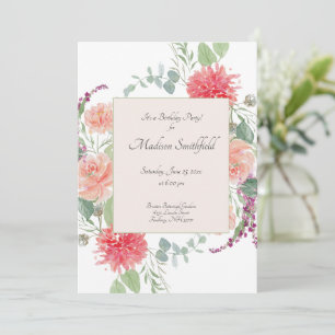Invitación Elegante acuarela Floral Bouquet Cumpleaños