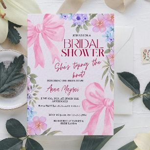 Invitación Elegante acuarela Floral Bows Bridal Shower Fun