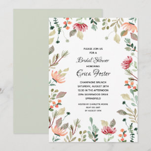 Invitación Elegante acuarela Floral Bridal Shower