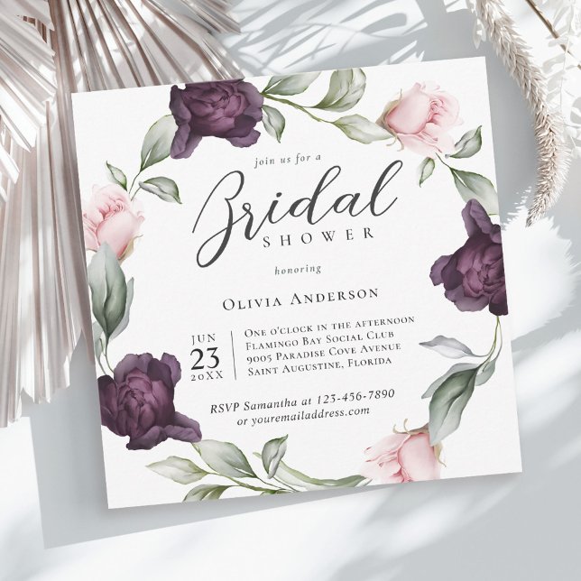 Invitación Elegante acuarela Floral Bridal Shower (Available in both printed and instant download digital formats.)